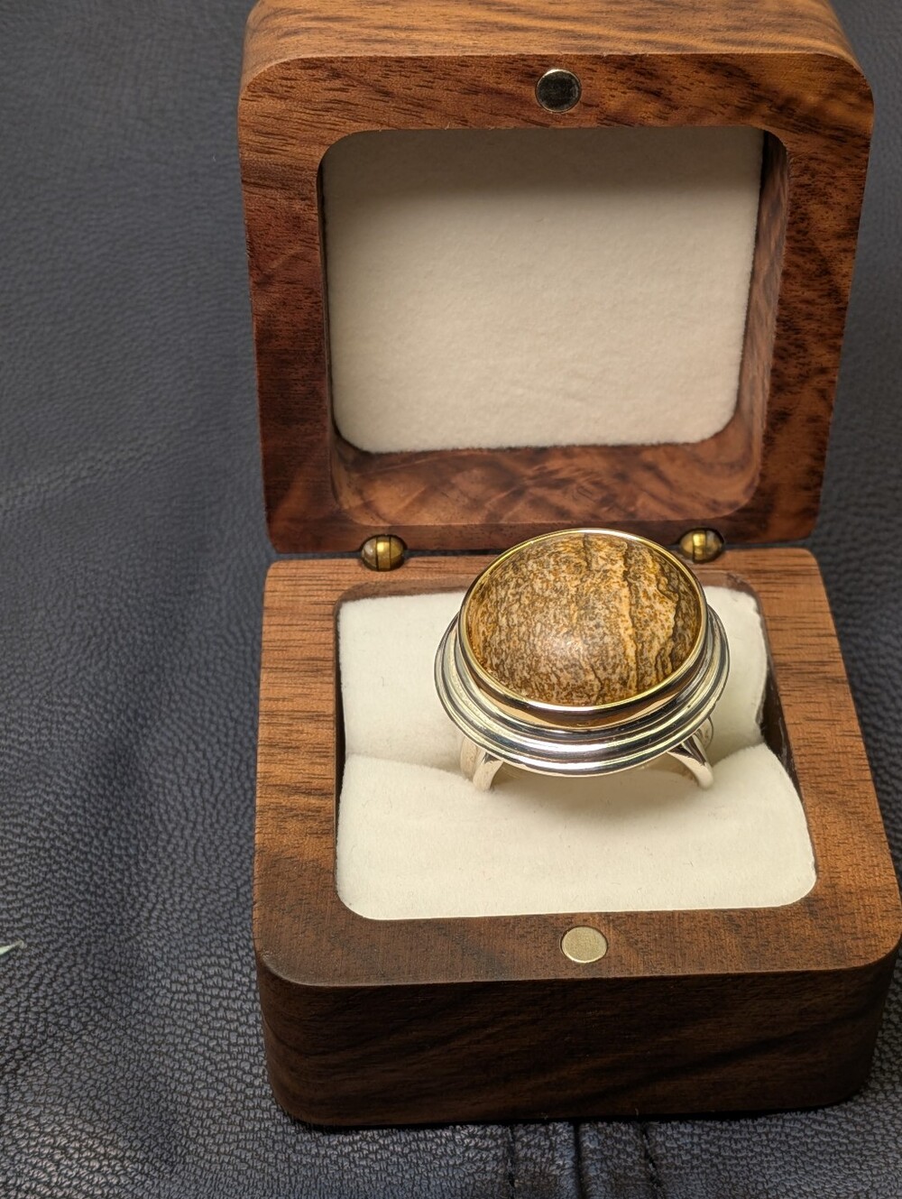 RLM Studio .925 Silver Brass Petrified Wood Dome Statement Ring Size 9.25
